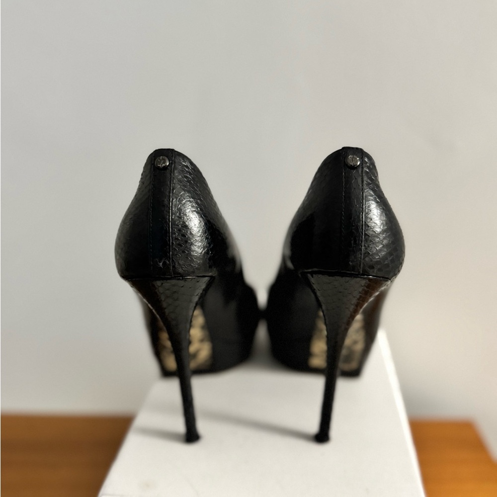 Cesare Paciotti Black Python Platform Pumps Still… - image 6